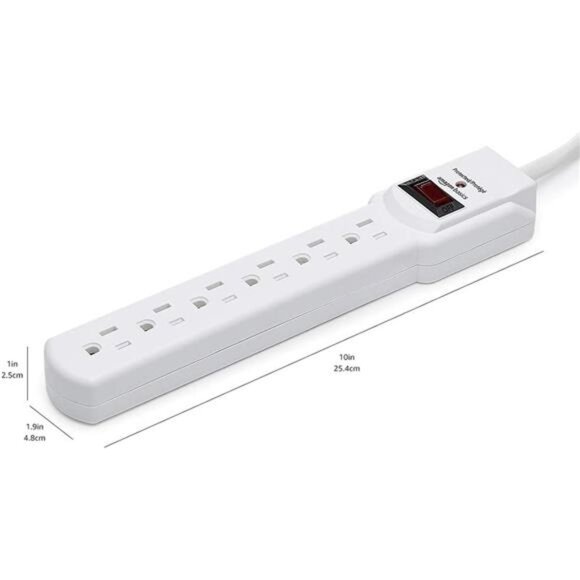 Amazon Basics Surge Protector Power Strip, 6-Outlet with 200J Protection, 2ft - Picture 5 of 14